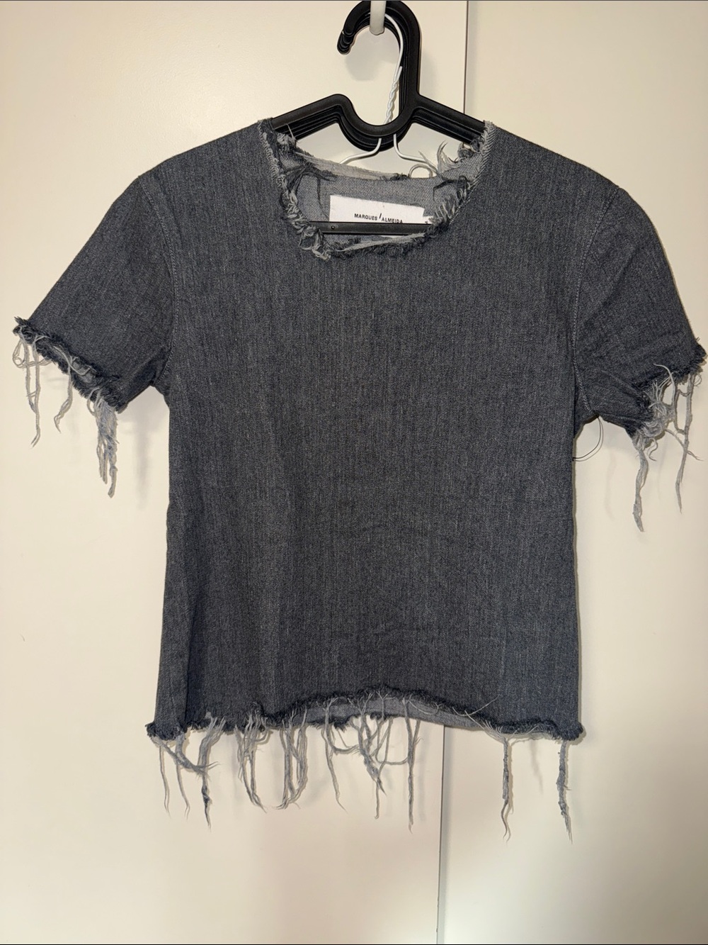 Washed Charcoal Distressed Short-Sleeve Tee by Marques’ Almeida - Picture 11 of 11